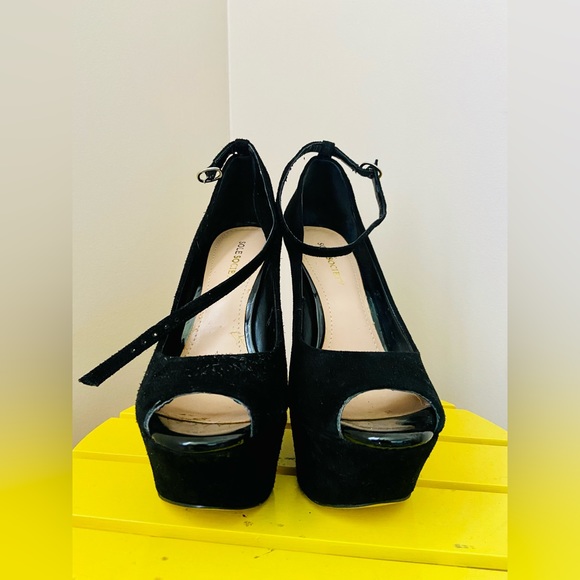 Sole Society Faux Suede Black Wedges - Picture 2 of 6